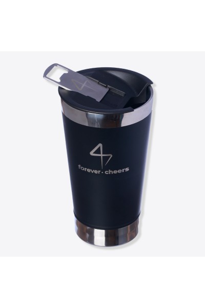 COPO TÉRMICO VIAGEM OPENER 500 ML FOREVER CHEERS PRETO